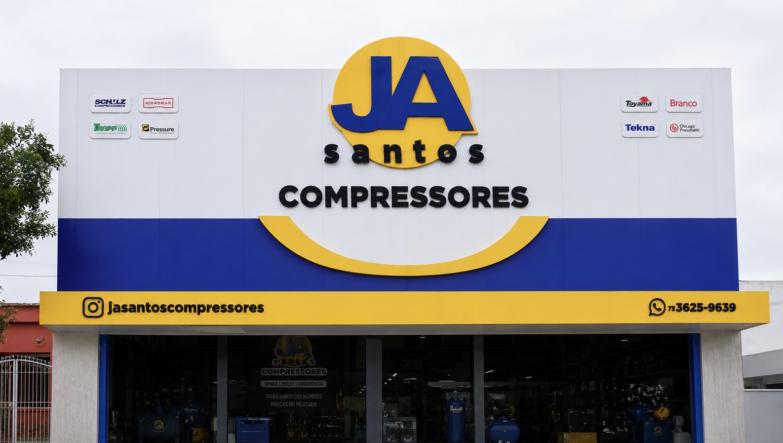 Fachada da JA Santos Compressores na Av. Presidente Dutra, em Feira de Santana